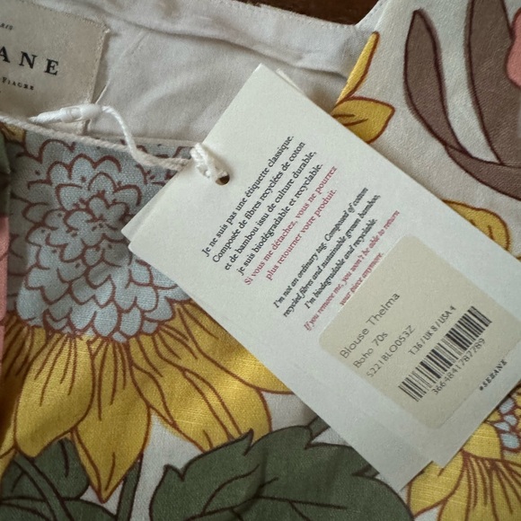 Sezane Thelma top sz 36 boho 70 new. Ptp distance approximately 17” flat - Picture 3 of 4
